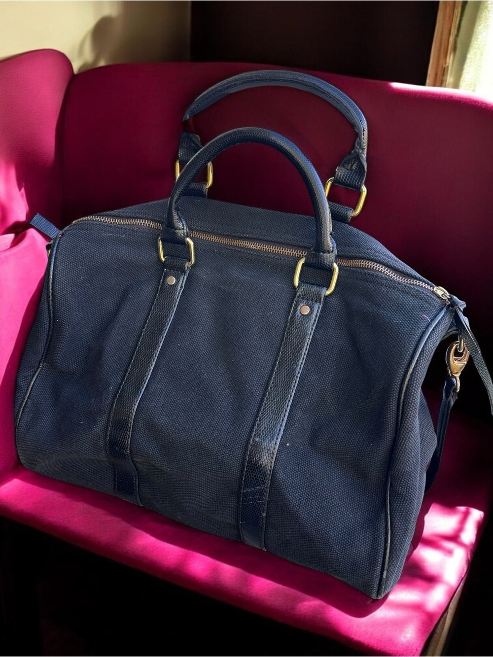 Victoria's Secret Black Canvas Weekend Travel Duffel Bag - Picture 11 of 16
